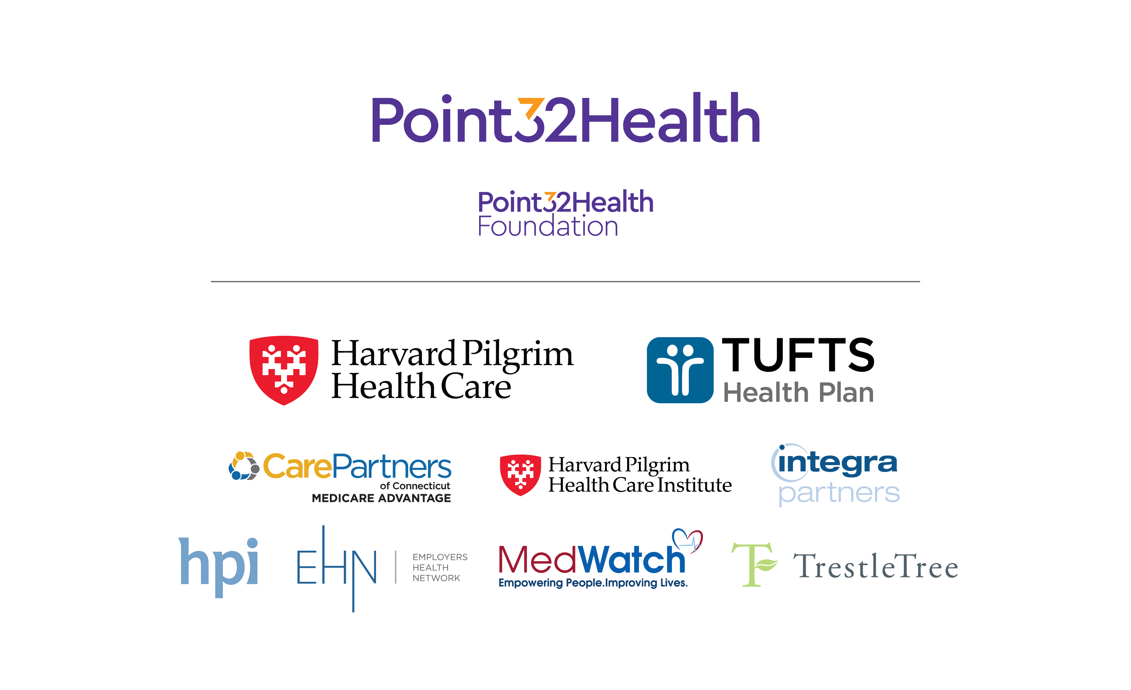 Collection of logos from the Point32Health family of companies